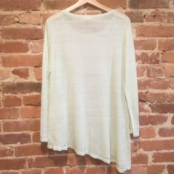 Eileen Fisher Organic Linen Nylon Asymmetrical Hem Top - Picture 3 of 4